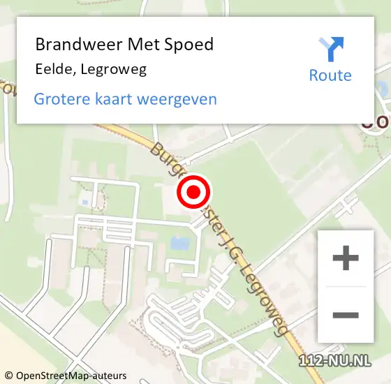 Locatie op kaart van de 112 melding: Brandweer Met Spoed Naar Eelde, Legroweg op 15 mei 2019 07:22