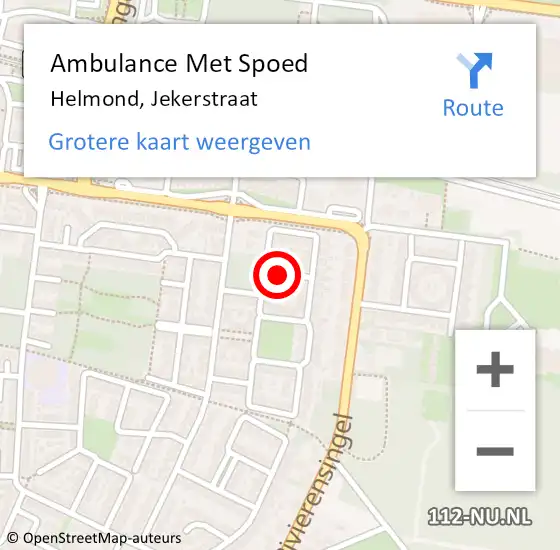 Locatie op kaart van de 112 melding: Ambulance Met Spoed Naar Helmond, Jekerstraat op 15 mei 2019 09:19