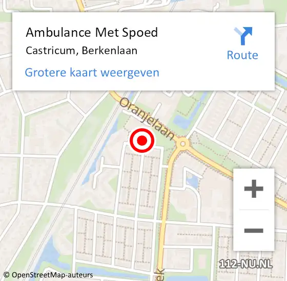 Locatie op kaart van de 112 melding: Ambulance Met Spoed Naar Castricum, Berkenlaan op 15 mei 2019 09:28