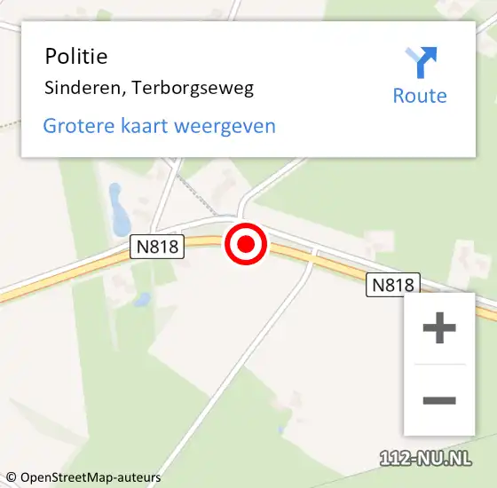 Locatie op kaart van de 112 melding: Politie Sinderen, Terborgseweg op 15 mei 2019 09:53