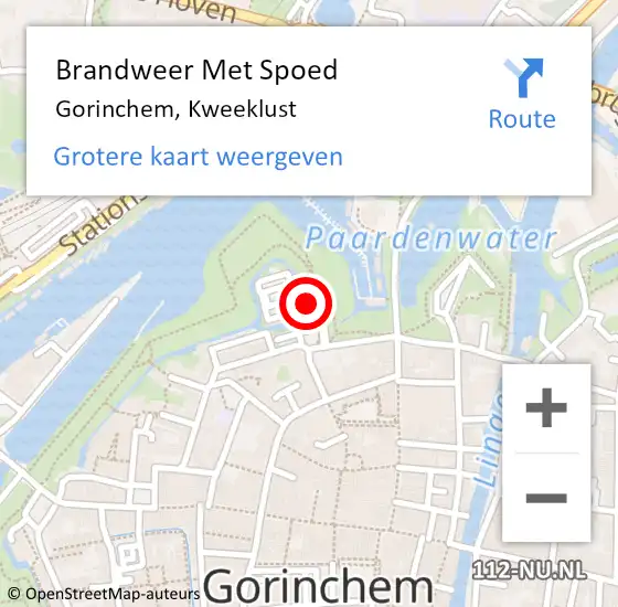 Locatie op kaart van de 112 melding: Brandweer Met Spoed Naar Gorinchem, Kweeklust op 15 mei 2019 10:27