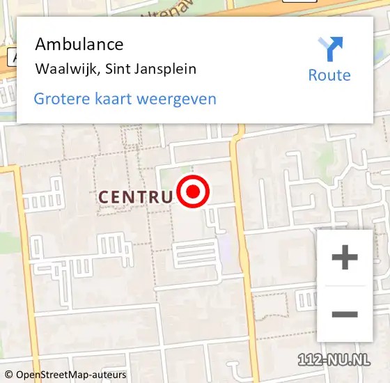 Locatie op kaart van de 112 melding: Ambulance Waalwijk, Sint Jansplein op 15 mei 2019 12:22