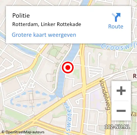 Locatie op kaart van de 112 melding: Politie Rotterdam, Linker Rottekade op 15 mei 2019 12:32