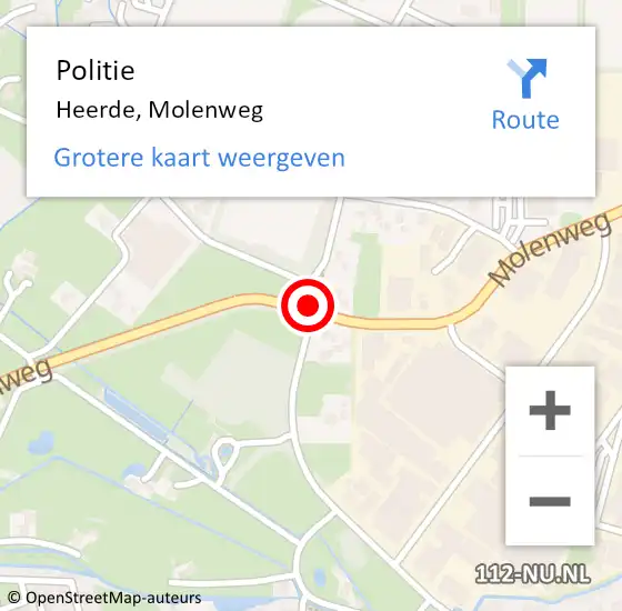 Locatie op kaart van de 112 melding: Politie Heerde, Molenweg op 15 mei 2019 13:17