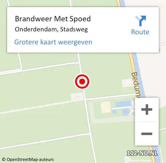 Locatie op kaart van de 112 melding: Brandweer Met Spoed Naar Onderdendam, Stadsweg op 15 mei 2019 14:25