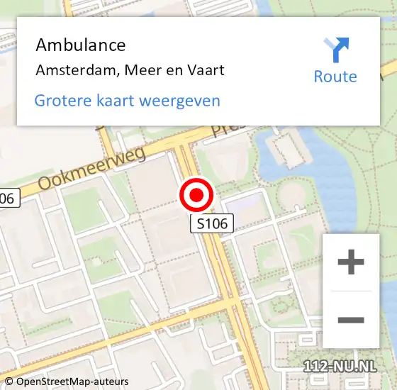 Locatie op kaart van de 112 melding: Ambulance Amsterdam, Meer en Vaart op 15 mei 2019 14:51