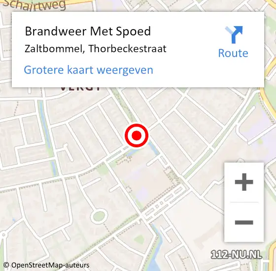 Locatie op kaart van de 112 melding: Brandweer Met Spoed Naar Zaltbommel, Thorbeckestraat op 15 mei 2019 15:01