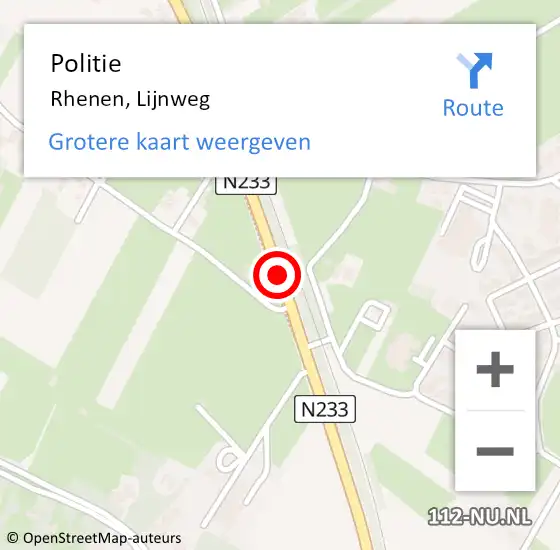 Locatie op kaart van de 112 melding: Politie Rhenen, Lijnweg op 15 mei 2019 16:11