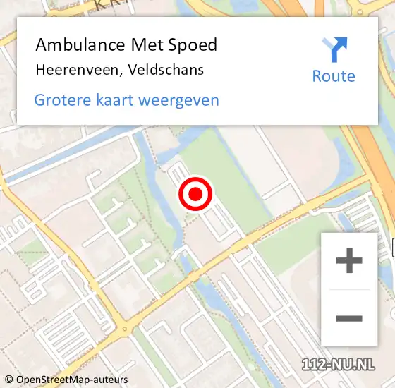Locatie op kaart van de 112 melding: Ambulance Met Spoed Naar Heerenveen, Veldschans op 15 mei 2019 16:54