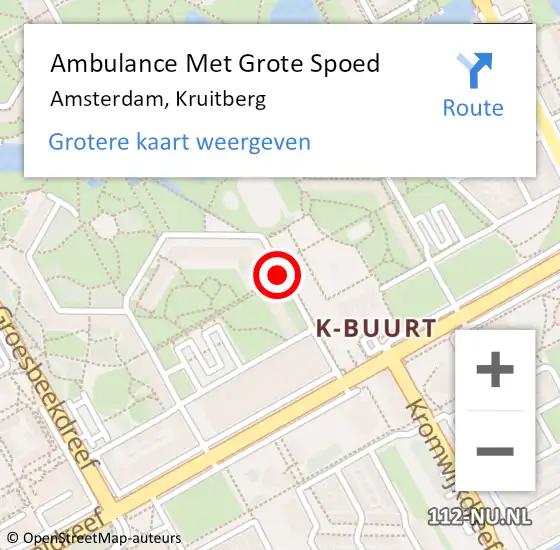Locatie op kaart van de 112 melding: Ambulance Met Grote Spoed Naar Amsterdam, Kruitberg op 15 mei 2019 16:54