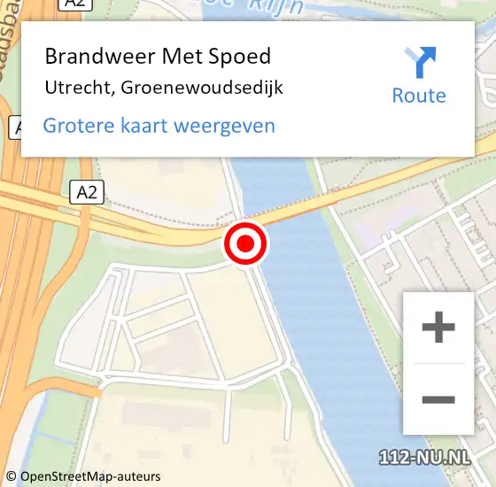 Locatie op kaart van de 112 melding: Brandweer Met Spoed Naar Utrecht, Groenewoudsedijk op 15 mei 2019 18:12