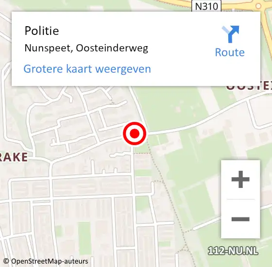 Locatie op kaart van de 112 melding: Politie Nunspeet, Oosteinderweg op 15 mei 2019 18:47