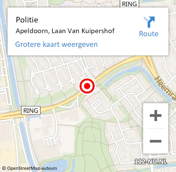 Locatie op kaart van de 112 melding: Politie Apeldoorn, Laan Van Kuipershof op 15 mei 2019 19:45