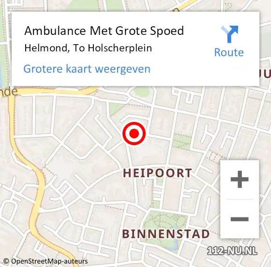 Locatie op kaart van de 112 melding: Ambulance Met Grote Spoed Naar Helmond, To Holscherplein op 15 mei 2019 21:15