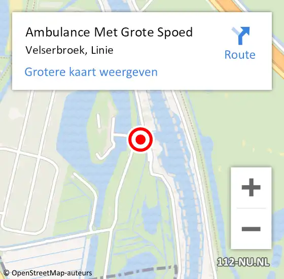 Locatie op kaart van de 112 melding: Ambulance Met Grote Spoed Naar Velserbroek, Linie op 15 mei 2019 21:48