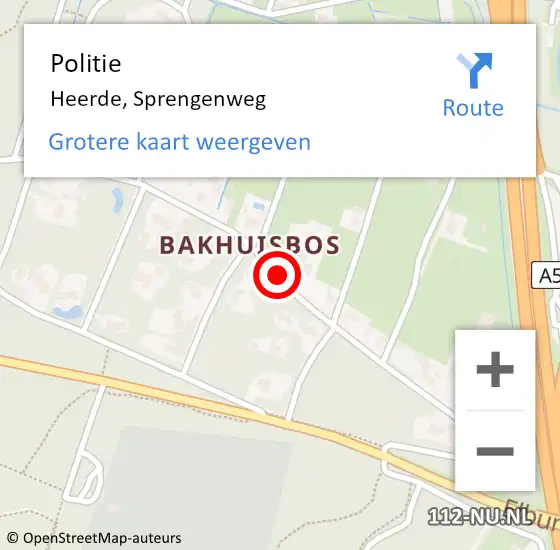 Locatie op kaart van de 112 melding: Politie Heerde, Sprengenweg op 15 mei 2019 22:10