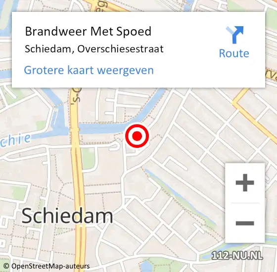 Locatie op kaart van de 112 melding: Brandweer Met Spoed Naar Schiedam, Overschiesestraat op 15 mei 2019 23:04