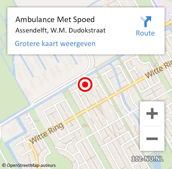 Locatie op kaart van de 112 melding: Ambulance Met Spoed Naar Assendelft, W.M. Dudokstraat op 15 mei 2019 23:27
