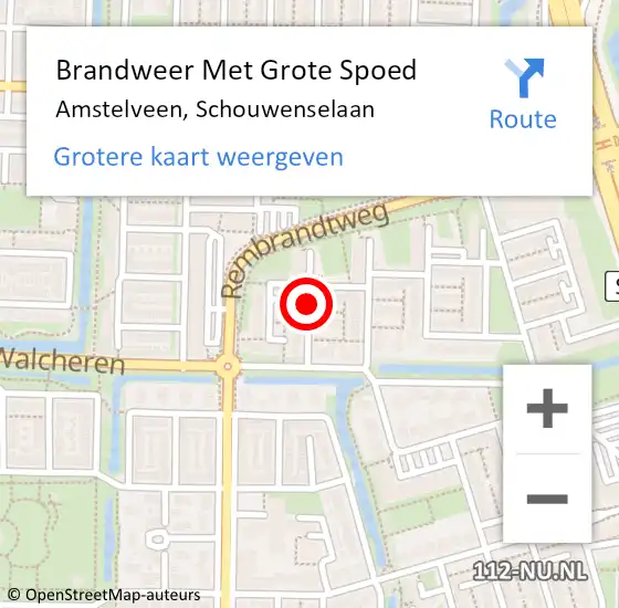 Locatie op kaart van de 112 melding: Brandweer Met Grote Spoed Naar Amstelveen, Schouwenselaan op 15 mei 2019 23:59