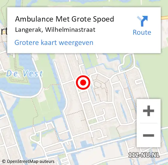 Locatie op kaart van de 112 melding: Ambulance Met Grote Spoed Naar Langerak, Wilhelminastraat op 16 mei 2019 00:57