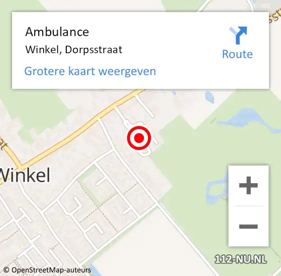 Locatie op kaart van de 112 melding: Ambulance Winkel, Dorpsstraat op 16 mei 2019 04:37