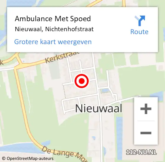 Locatie op kaart van de 112 melding: Ambulance Met Spoed Naar Nieuwaal, Nichtenhofstraat op 16 mei 2019 10:53