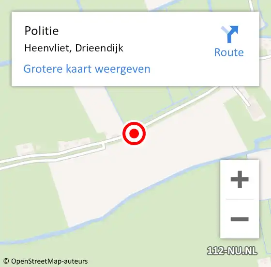 Locatie op kaart van de 112 melding: Politie Heenvliet, Drieendijk op 16 mei 2019 12:12