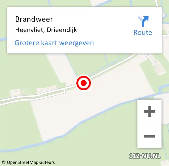 Locatie op kaart van de 112 melding: Brandweer Heenvliet, Drieendijk op 16 mei 2019 12:17