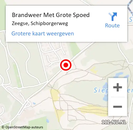 Locatie op kaart van de 112 melding: Brandweer Met Grote Spoed Naar Zeegse, Schipborgerweg op 16 mei 2019 12:48