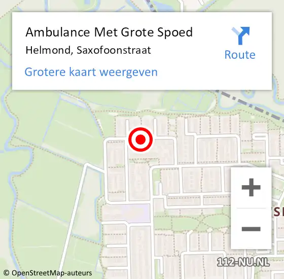 Locatie op kaart van de 112 melding: Ambulance Met Grote Spoed Naar Helmond, Saxofoonstraat op 16 mei 2019 18:02