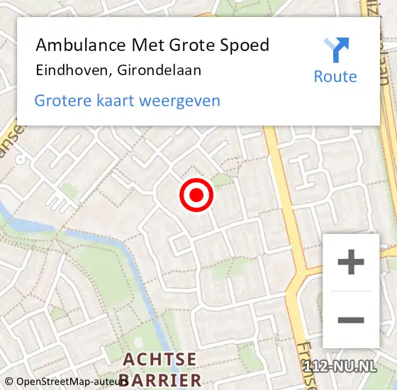 Locatie op kaart van de 112 melding: Ambulance Met Grote Spoed Naar Eindhoven, Girondelaan op 17 mei 2019 01:23