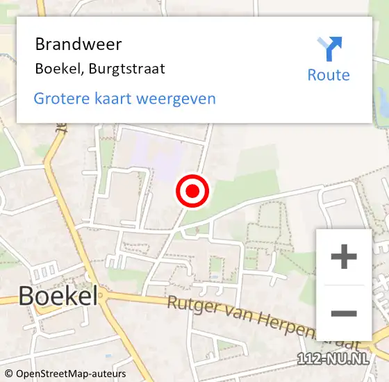 Locatie op kaart van de 112 melding: Brandweer Boekel, Burgtstraat op 17 mei 2019 08:38
