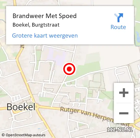 Locatie op kaart van de 112 melding: Brandweer Met Spoed Naar Boekel, Burgtstraat op 17 mei 2019 08:42