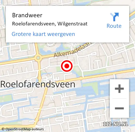 Locatie op kaart van de 112 melding: Brandweer Roelofarendsveen, Wilgenstraat op 17 mei 2019 09:25