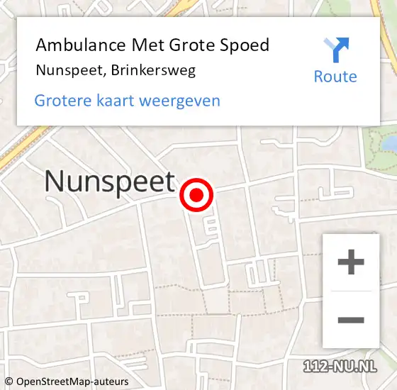 Locatie op kaart van de 112 melding: Ambulance Met Grote Spoed Naar Nunspeet, Brinkersweg op 17 mei 2019 11:06