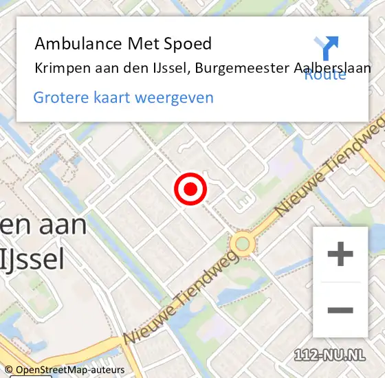 Locatie op kaart van de 112 melding: Ambulance Met Spoed Naar Krimpen aan den IJssel, Burgemeester Aalberslaan op 17 mei 2019 11:25