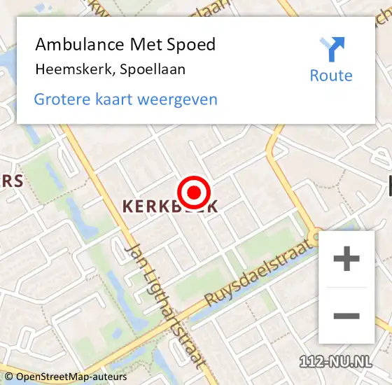 Locatie op kaart van de 112 melding: Ambulance Met Spoed Naar Heemskerk, Spoellaan op 17 mei 2019 12:17