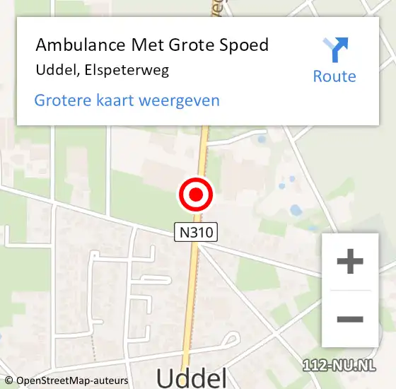 Locatie op kaart van de 112 melding: Ambulance Met Grote Spoed Naar Uddel, Elspeterweg op 17 mei 2019 13:04