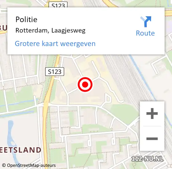 Locatie op kaart van de 112 melding: Politie Rotterdam, Laagjesweg op 17 mei 2019 13:46
