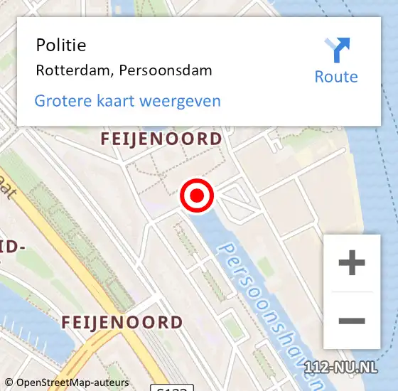 Locatie op kaart van de 112 melding: Politie Rotterdam, Persoonsdam op 17 mei 2019 16:59