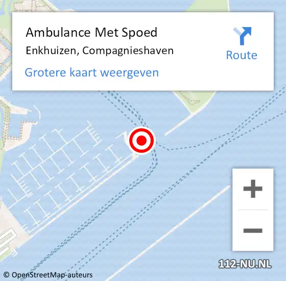 Locatie op kaart van de 112 melding: Ambulance Met Spoed Naar Enkhuizen, Compagnieshaven op 18 mei 2019 00:13