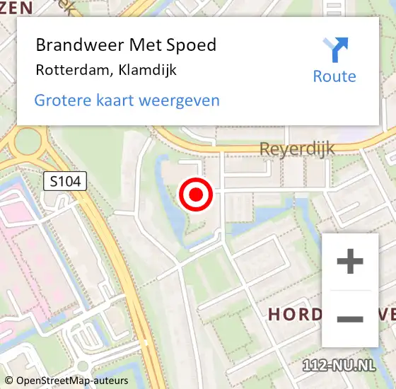 Locatie op kaart van de 112 melding: Brandweer Met Spoed Naar Rotterdam, Klamdijk op 18 mei 2019 03:47
