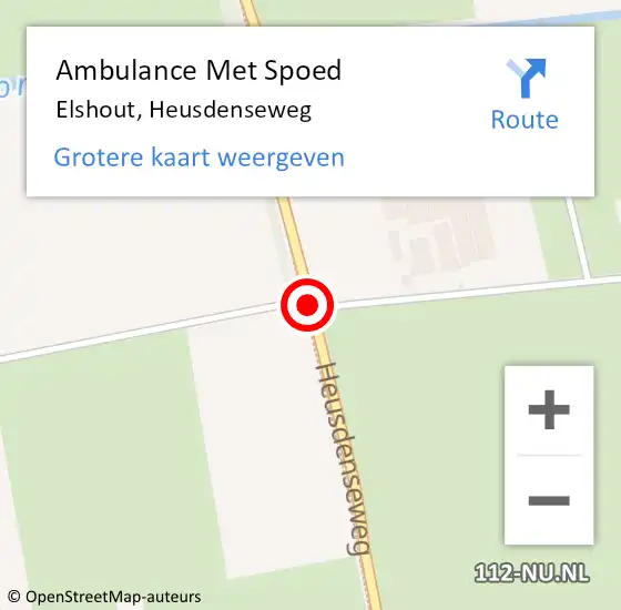 Locatie op kaart van de 112 melding: Ambulance Met Spoed Naar Elshout, Heusdenseweg op 18 mei 2019 06:35
