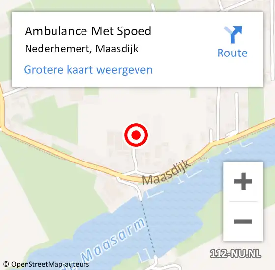 Locatie op kaart van de 112 melding: Ambulance Met Spoed Naar Nederhemert, Maasdijk op 18 mei 2019 08:58