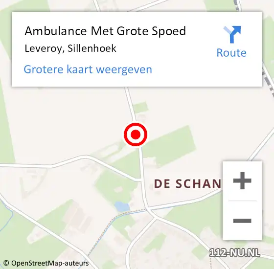 Locatie op kaart van de 112 melding: Ambulance Met Grote Spoed Naar Leveroy, Sillenhoek op 18 mei 2019 09:03