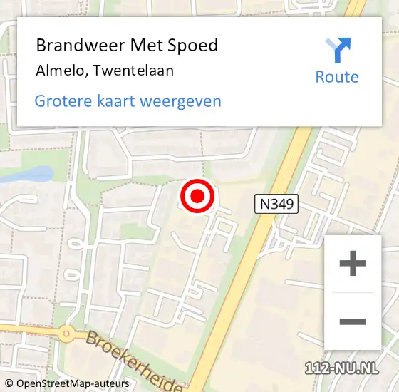 Locatie op kaart van de 112 melding: Brandweer Met Spoed Naar Almelo, Twentelaan op 1 april 2014 15:58