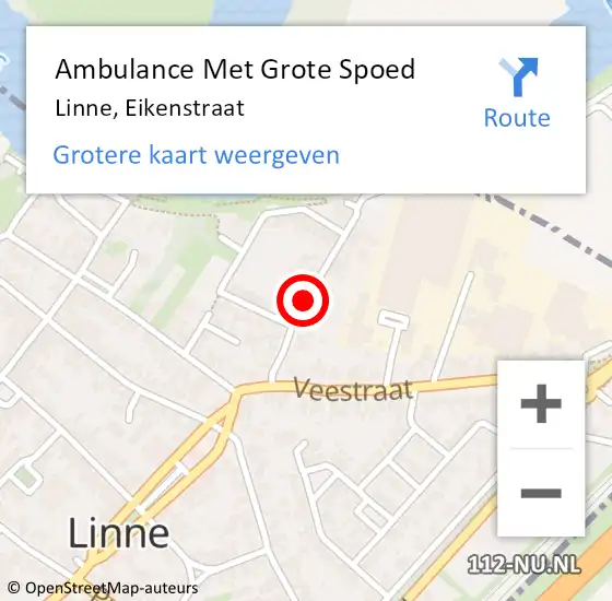 Locatie op kaart van de 112 melding: Ambulance Met Grote Spoed Naar Linne, Eikenstraat op 18 mei 2019 11:12