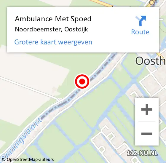 Locatie op kaart van de 112 melding: Ambulance Met Spoed Naar Noordbeemster, Oostdijk op 18 mei 2019 12:42