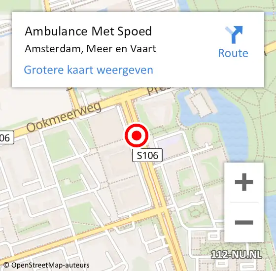 Locatie op kaart van de 112 melding: Ambulance Met Spoed Naar Amsterdam, Meer En Vaart op 18 mei 2019 13:33
