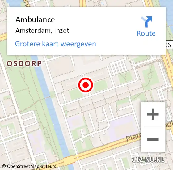 Locatie op kaart van de 112 melding: Ambulance Amsterdam, Inzet op 18 mei 2019 14:54